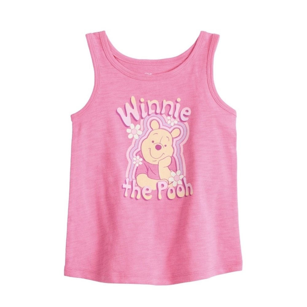 🌻 Disney Winnie the Pooh Pink Pink Retro Floral Tank Top Size 18M NWT
